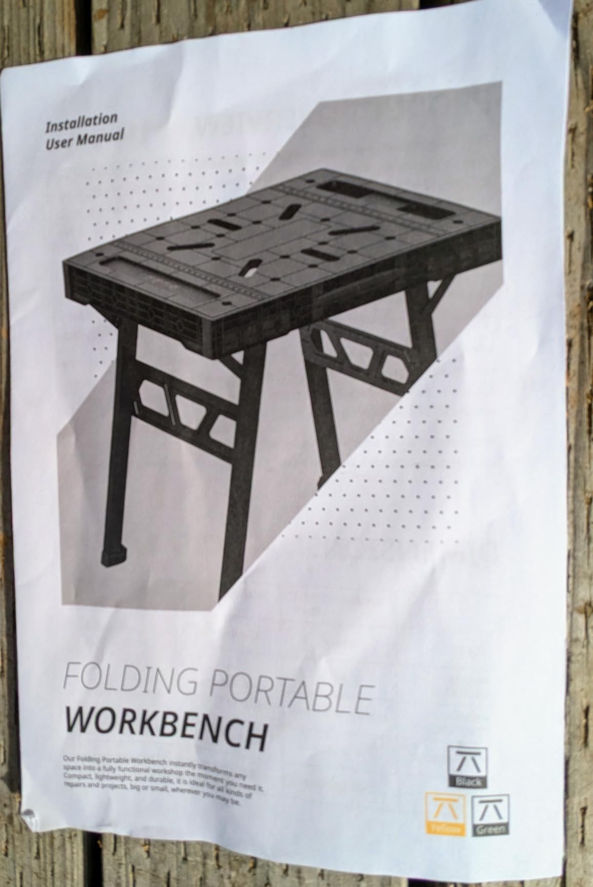 Express Folding Worktable, Easy Setup Portable Folding Workbench, 34