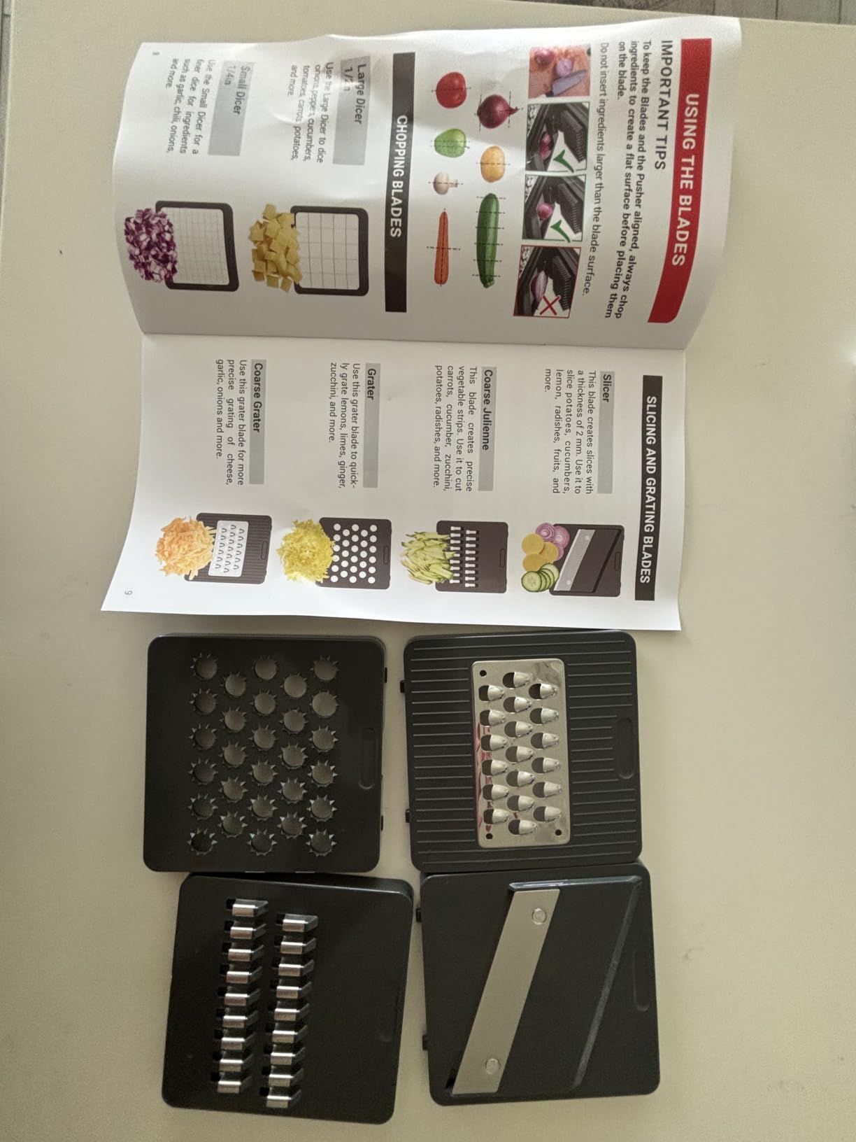 Mueller Vegetable Chopper Mandoline Slicer, Food Veggie Chopper | Cheese Grater, Onion Vegetable Cutter with Container, Dicer, Kitchen Gadgets & Essentials, White Sand/Grey customer photo 2