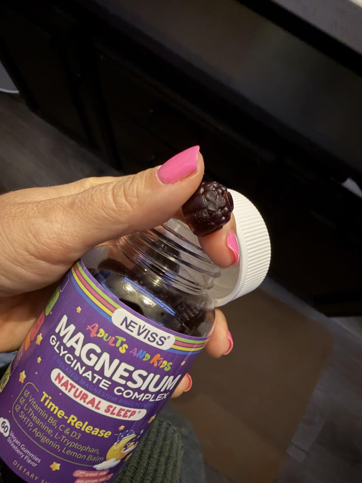 Magnesium Glycinate Gummies for Adults & Kids 4+, Sugar Free Magnesium Bisglycinate Supplement 400/200mg with B6D3, L-Theanine for Sleep & Relaxation, Brain, Muscle, Melatonin Free Gummies,1Pack customer photo 1