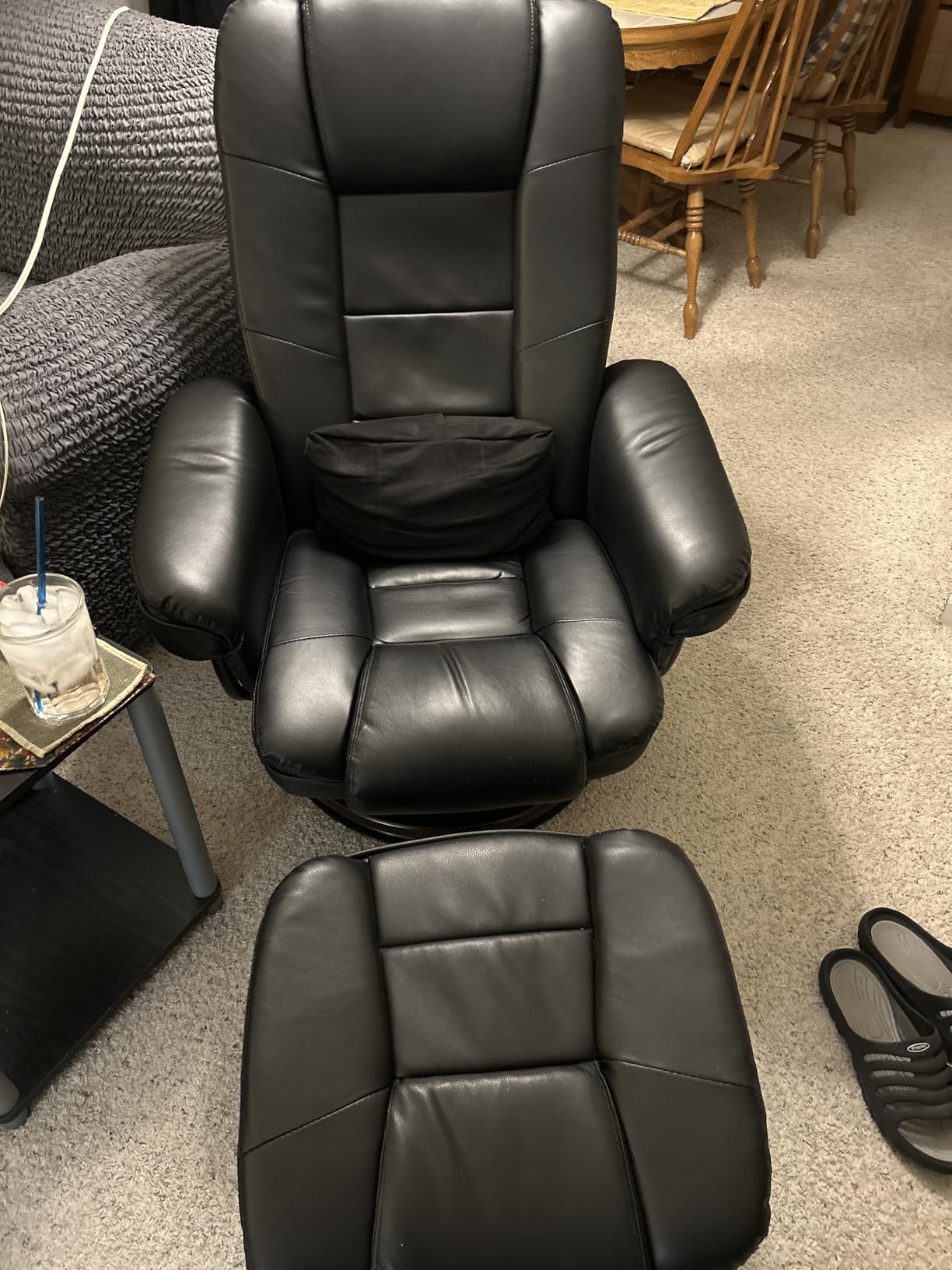 Swivel Recliner Chair with Ottoman Reclining Lounge Sofa Footrest, Set of 1 customer photo 1
