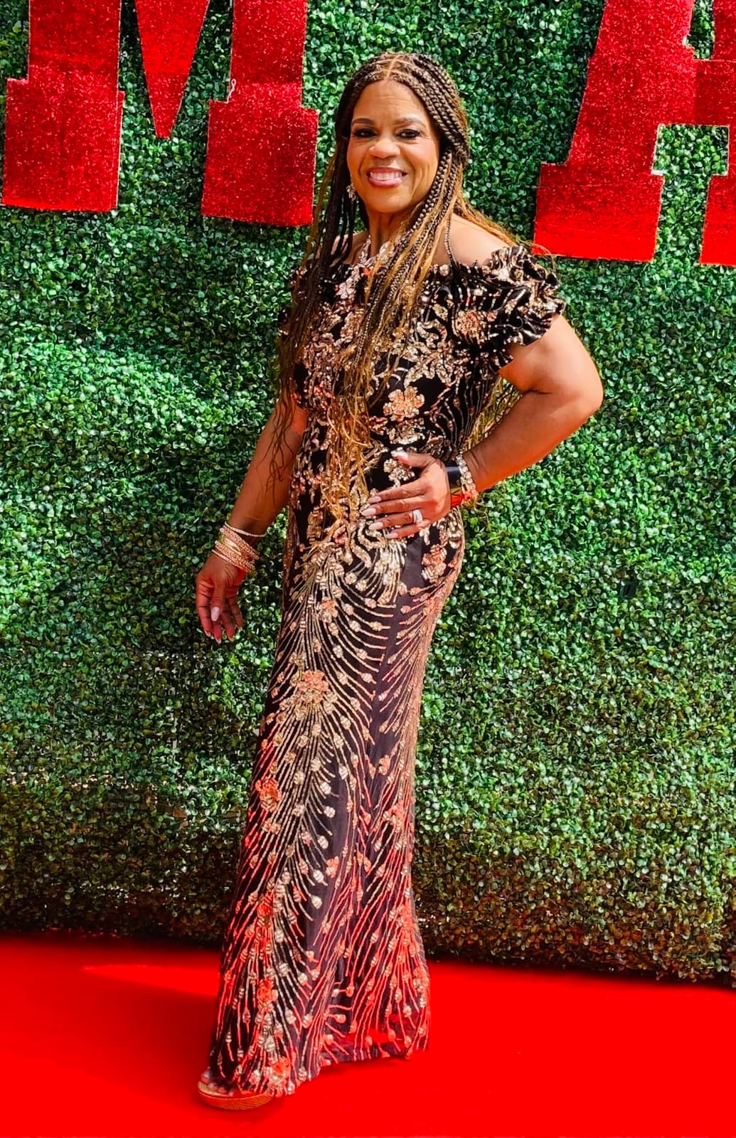 dasmzper Women Sexy Sequin Off Shoulder Ruffle Short Sleeve Bodycon Mermaid Party Formal Evening Maxi Dress customer photo 2