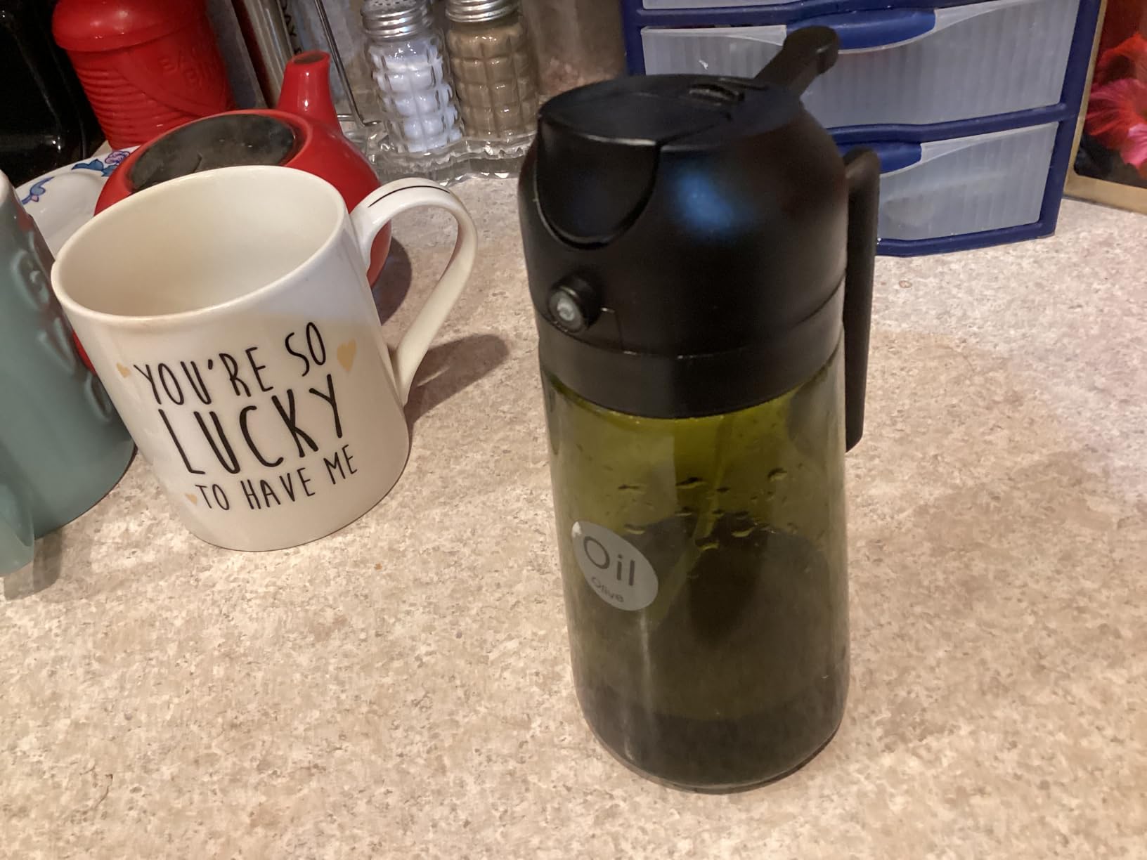 YARRAMATE 16 oz Dark Glass Olive Oil Sprayer & Dispenser, 2-in-1, Black customer photo 1