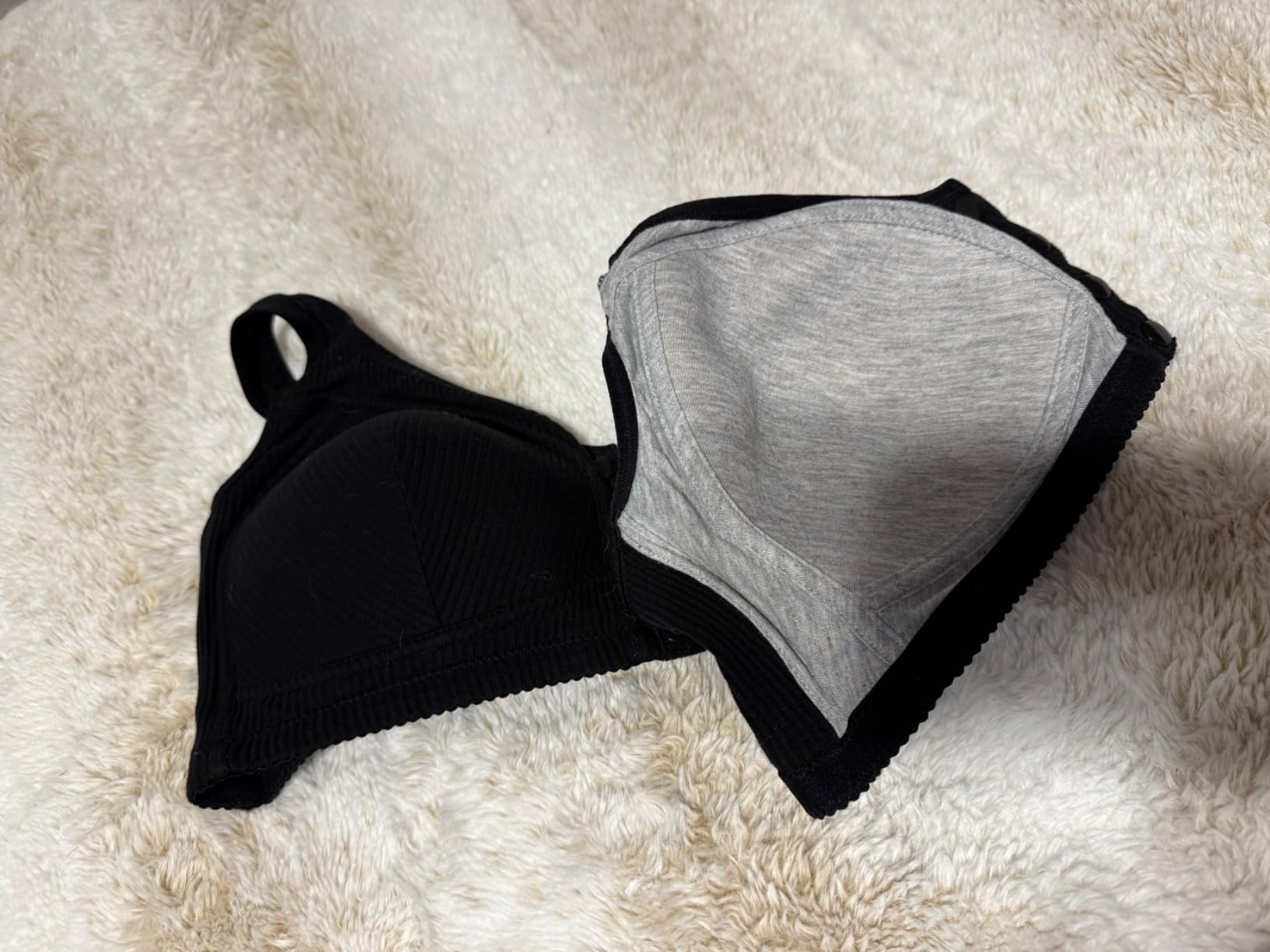 Ribbed Bras for Women Front Closure No Underwire Comfort Senior Wireless Snap Closing Bra customer photo 2