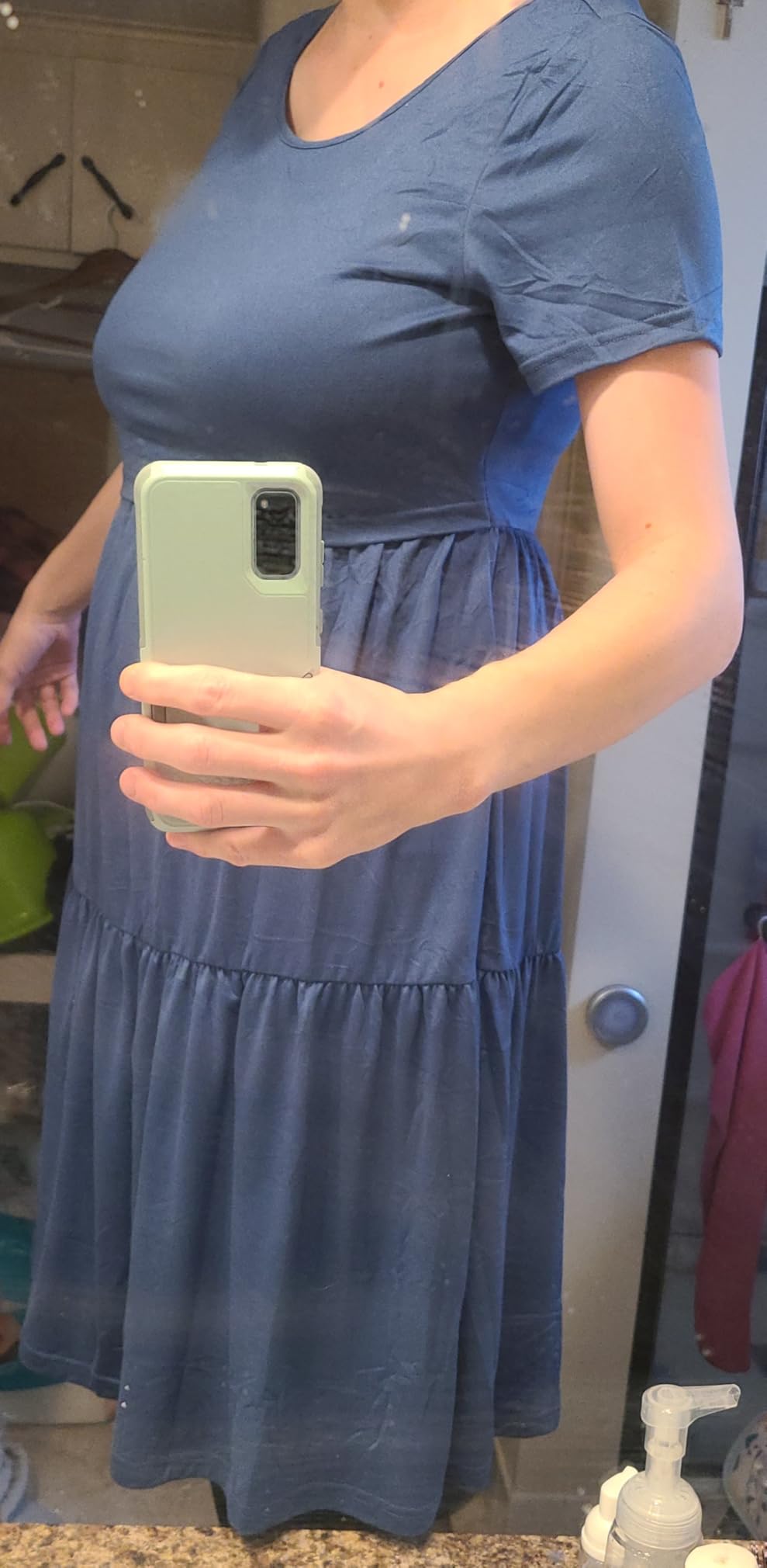 Maternity Dress Summer Short Sleeve Casual Nursing Dresses Breastfeeding customer photo 1
