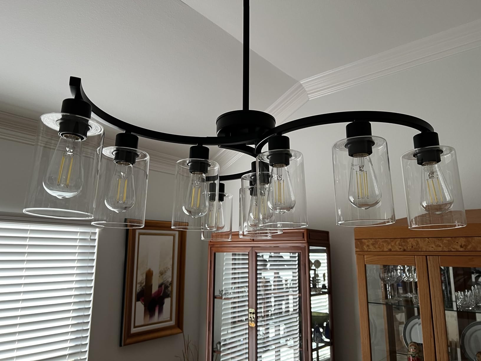 CNRATYE 6-Light Gold Chandeliers for Dining Room, Modern Kitchen Island Light Fixtures Over Table, Metal Hanging Pendant Lighting for Living Room Stairwell Entryway Bedroom, Clear Glass Shade customer photo 1