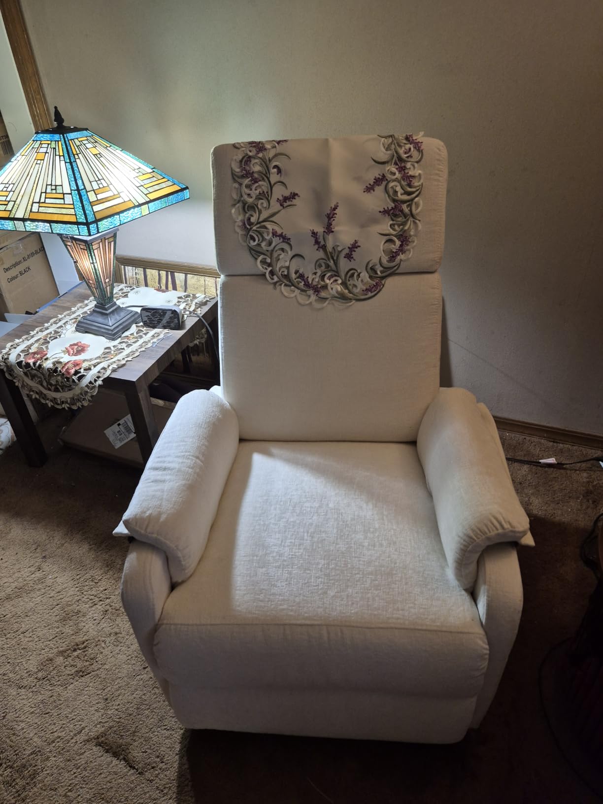 Korser Recliner Chair, Swivel Rocking Recliner Chair for Adults, Glider Rocking Chair, Small Nursery Chair Recliner for Living Room, Reclining Chair with Modern-Designed Armrests, Chenille, Beige customer photo 2