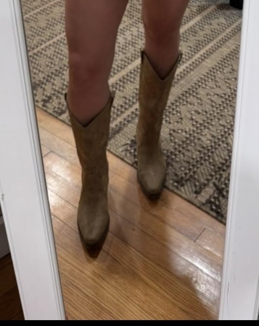 IUV Cowboy Boots For Women Western Cowgirl Boots Mid Calf Snip Toe customer photo 1