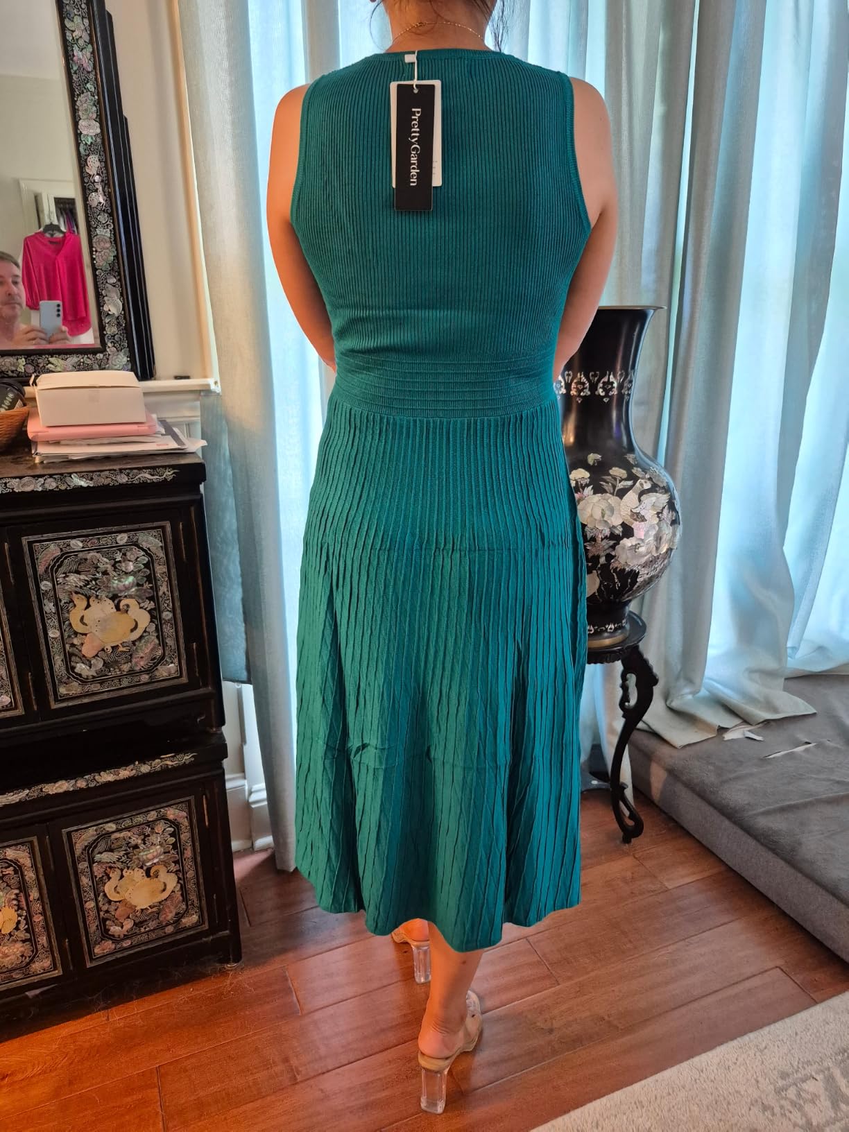 PRETTYGARDEN Women's Summer Pleated Midi Work Dress customer photo 2