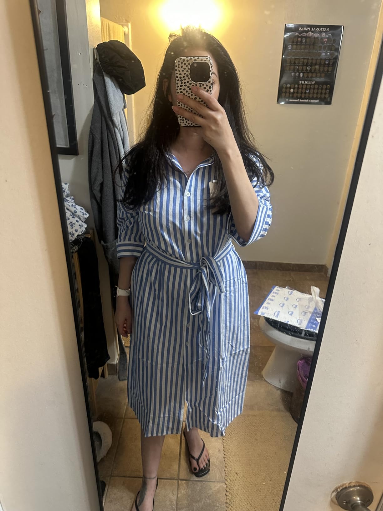 utcoco Womens 2026 Shirt Dress Casual Lapel 3/4 Sleeve Button Down Split Belted Vacation Maxi Dress customer photo 1
