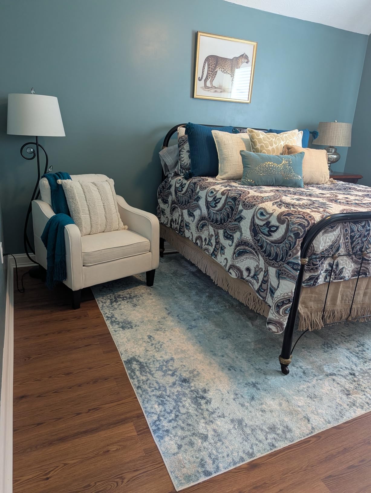Accent Chair for Living Room, Mid Century Modern Reading Chair for Bedroom, Upholstered Armchair with Side Pockets, Comfy Single Sofa Side Chair for Office, Apartment, Small Room, Teal Green customer photo 1