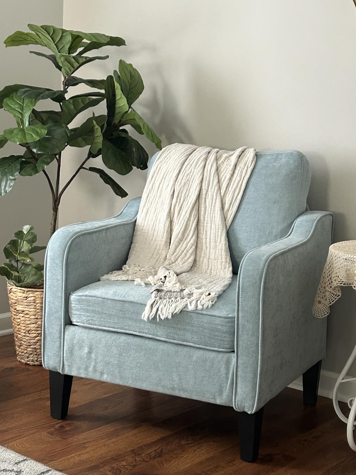 Accent Chair for Living Room, Mid Century Modern Reading Chair for Bedroom, Upholstered Armchair with Side Pockets, Comfy Single Sofa Side Chair for Office, Apartment, Small Room, Teal Green customer photo 2