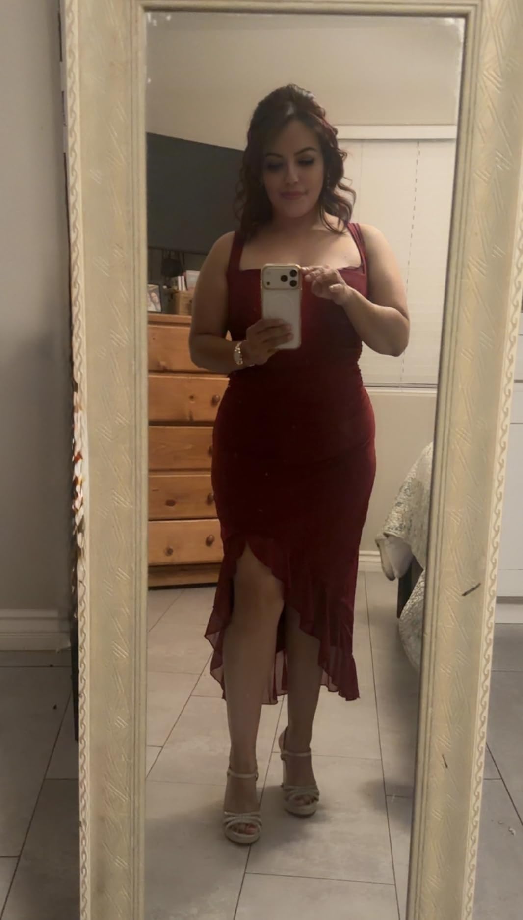 BORIFLORS Women's Sexy Ruched Bodycon Midi Cocktail Dresses customer photo 1