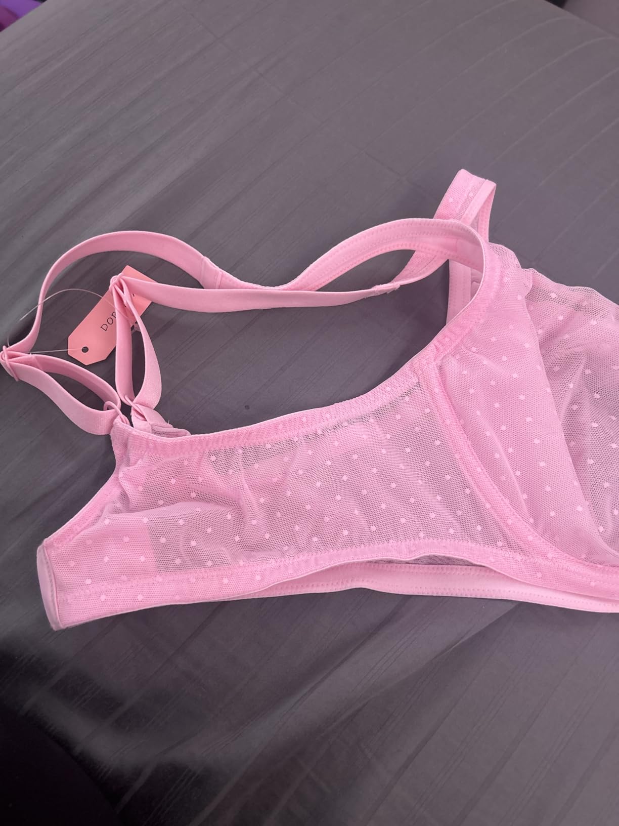 DOBREVA Women's Unlined Mesh Balconette Bra Underwire customer photo 2