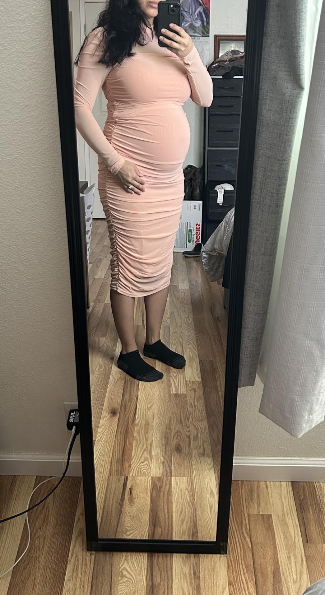 Dedysler Long Sleeve Maternity Formal Dress for Wedding Guest Fall customer photo 1