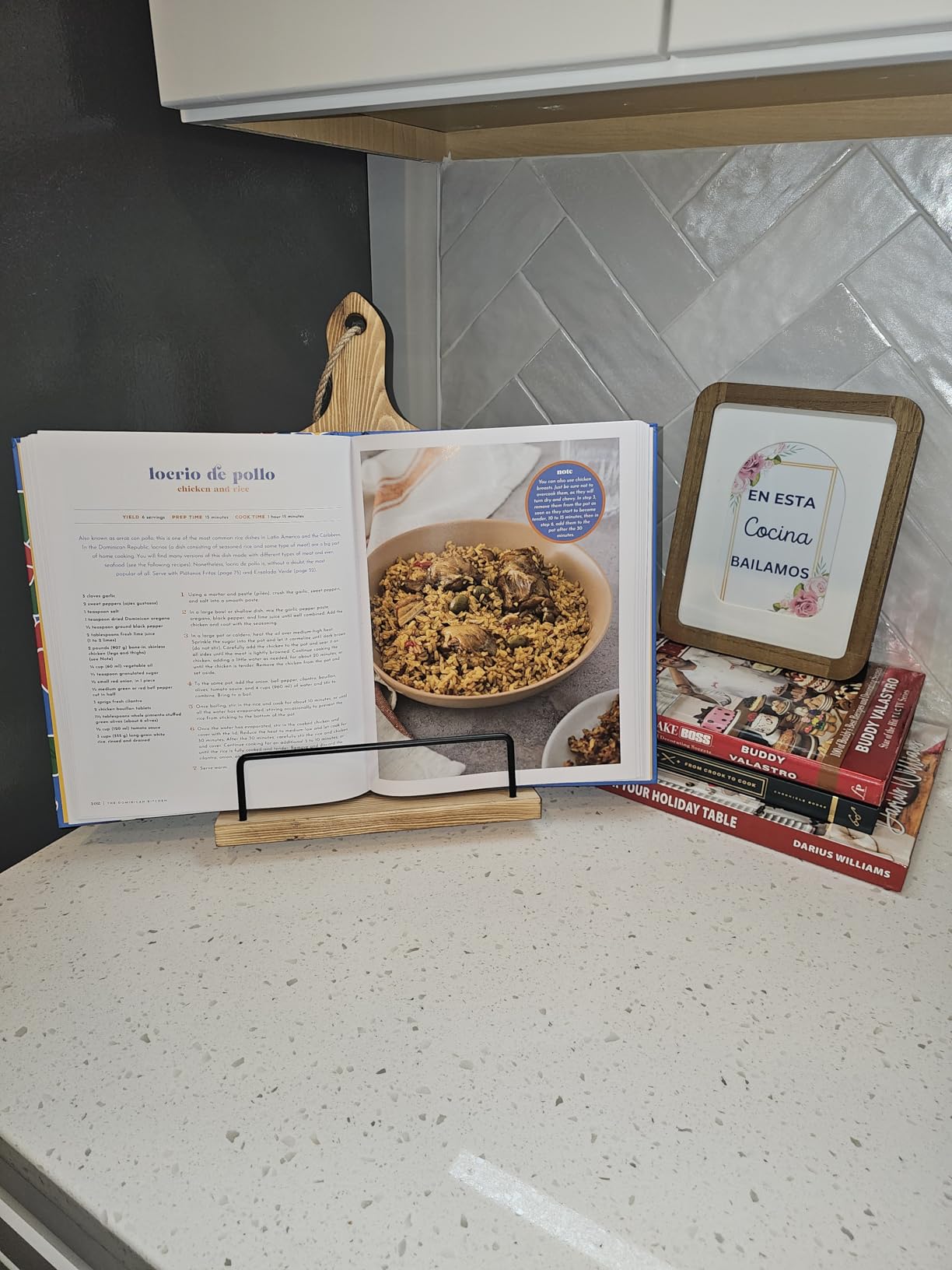 PUERSI Cook Book Stand for Kitchen Counter, Wooden Recipe Book Holder customer photo 2