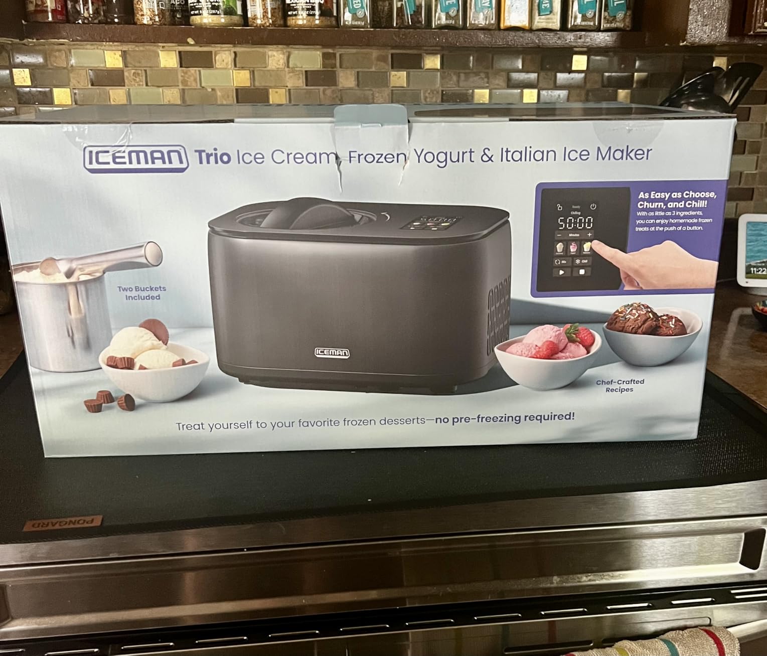 Iceman by Chefman Ice Cream Maker, No Pre-Freezing with Built-In Compressor, Makes Ice Cream, Froyo, Sorbet, Sherbet, Italian Ice, Frozen Yogurt, Digital Display w/ 3 Presets, 2 Pint Inserts Included customer photo 2