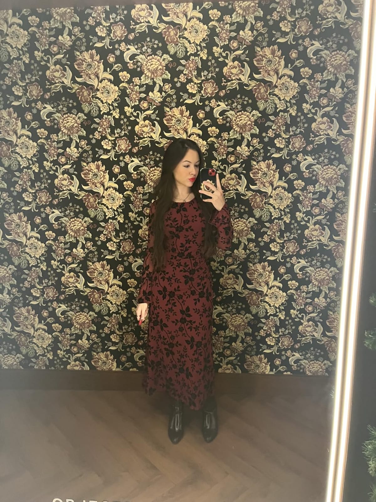 ZESICA Womens Long Sleeve Floral Fall Bodycon Ruched Mesh Maxi Formal Dress customer photo 1