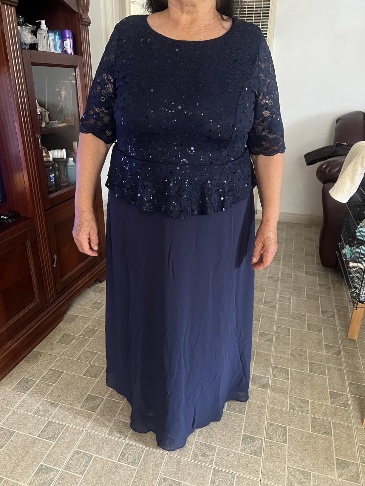 Plus Size Formal Dress - Sequin Lace Mother of The Bride Maxi Dress Women customer photo 1