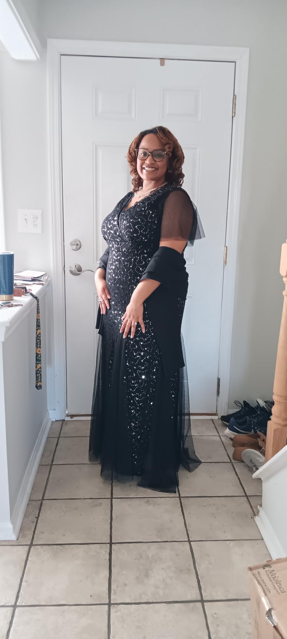 Plus Size Formal Dress Sequin Lace Mermaid Wedding Guest Maxi Gown customer photo 2