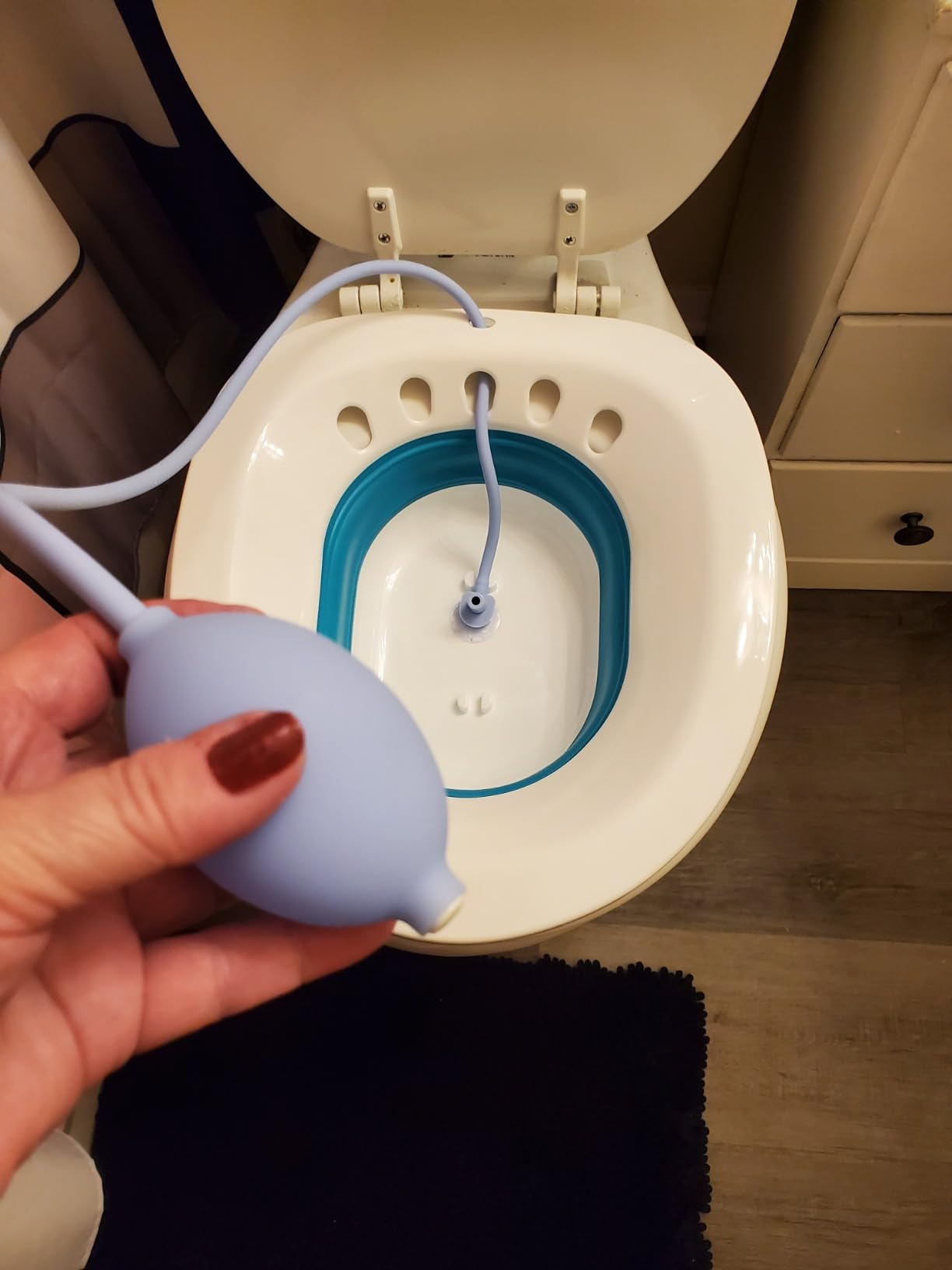 Electric Sitz Bath for Toilet Seat, Hemorrhoids and Postpartum Care - Yoni Steam Seat - Perineal Soaking, Collapsible, Wide Seat, Deeper Bowl - Use w/Sitz Bath Salt - Forest Green customer photo 1