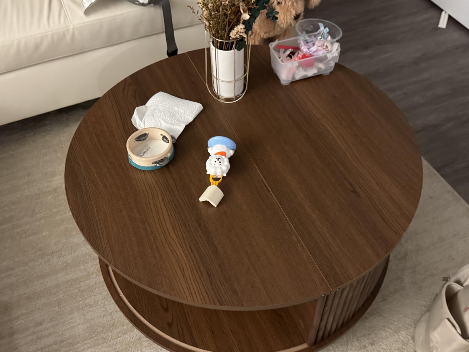 JOINICE Oval Lift Top Coffee Table with Storage for Living Room,43