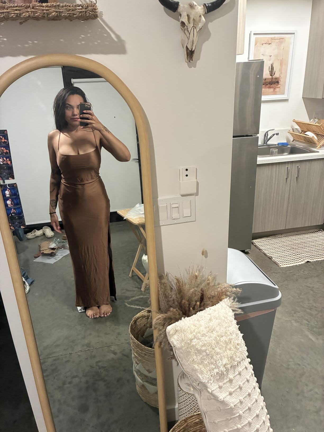 Memoriesea Women's Sexy Spaghetti Strap Bodycon Cowl Neck Party Cocktail Maxi Dress customer photo 1