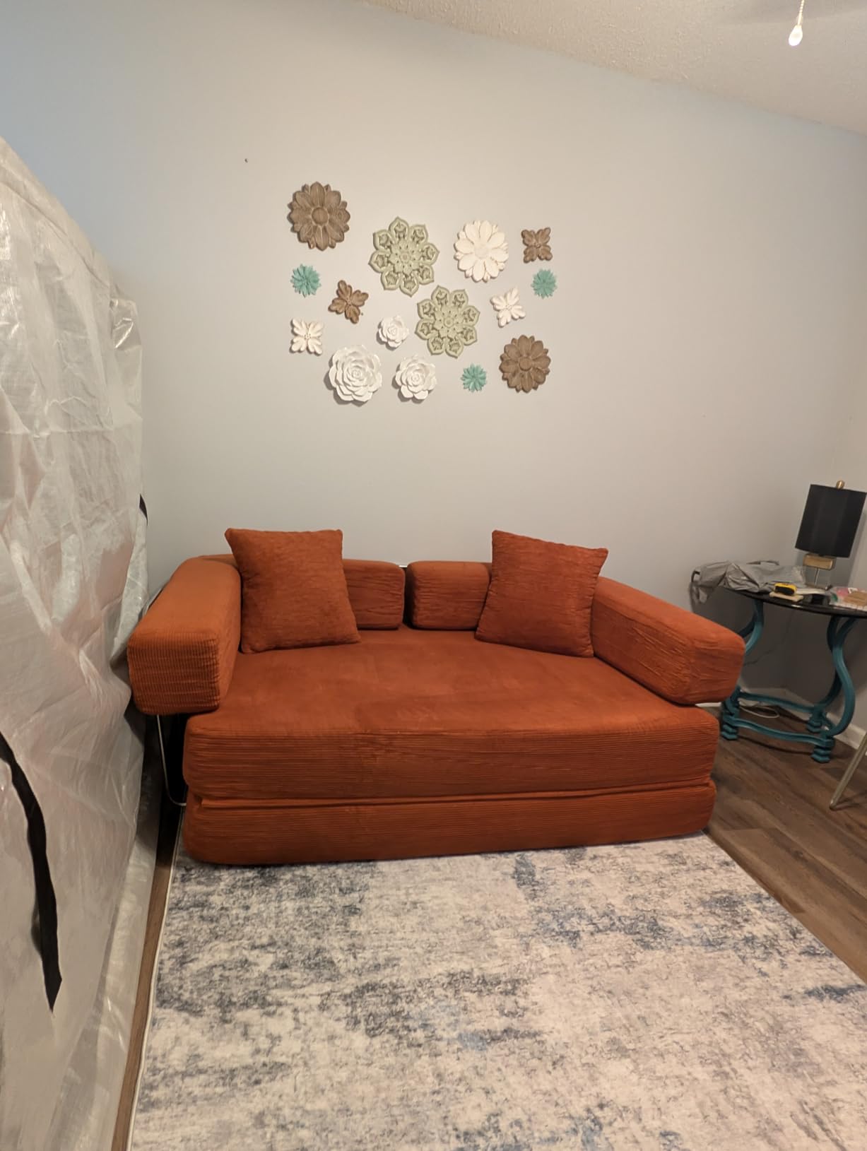 BSHOMGI Convertible Futon Sofa Bed, Boneless Couch for Living Room,Modular Futon Couch with Fixed-Shape Frame Corduroy Loveseat Sleeper Sofas with Pull-Out Couches for Small Space Apartment customer photo 2