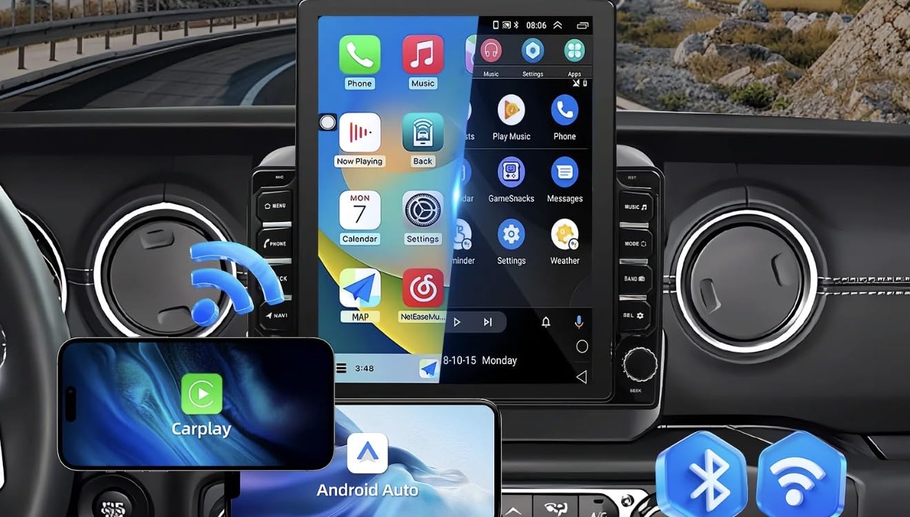 Android 14 Car Stereo Radio Compatible with Jeep Wrangler JL 2018-2021 Gladiator JT 2020 2021 Upgrade,Wireless CarPlay & Android Auto AHD Backup Camera 9.7 Touch Screen GPS SWC Bluetooth 2+64G customer photo 1