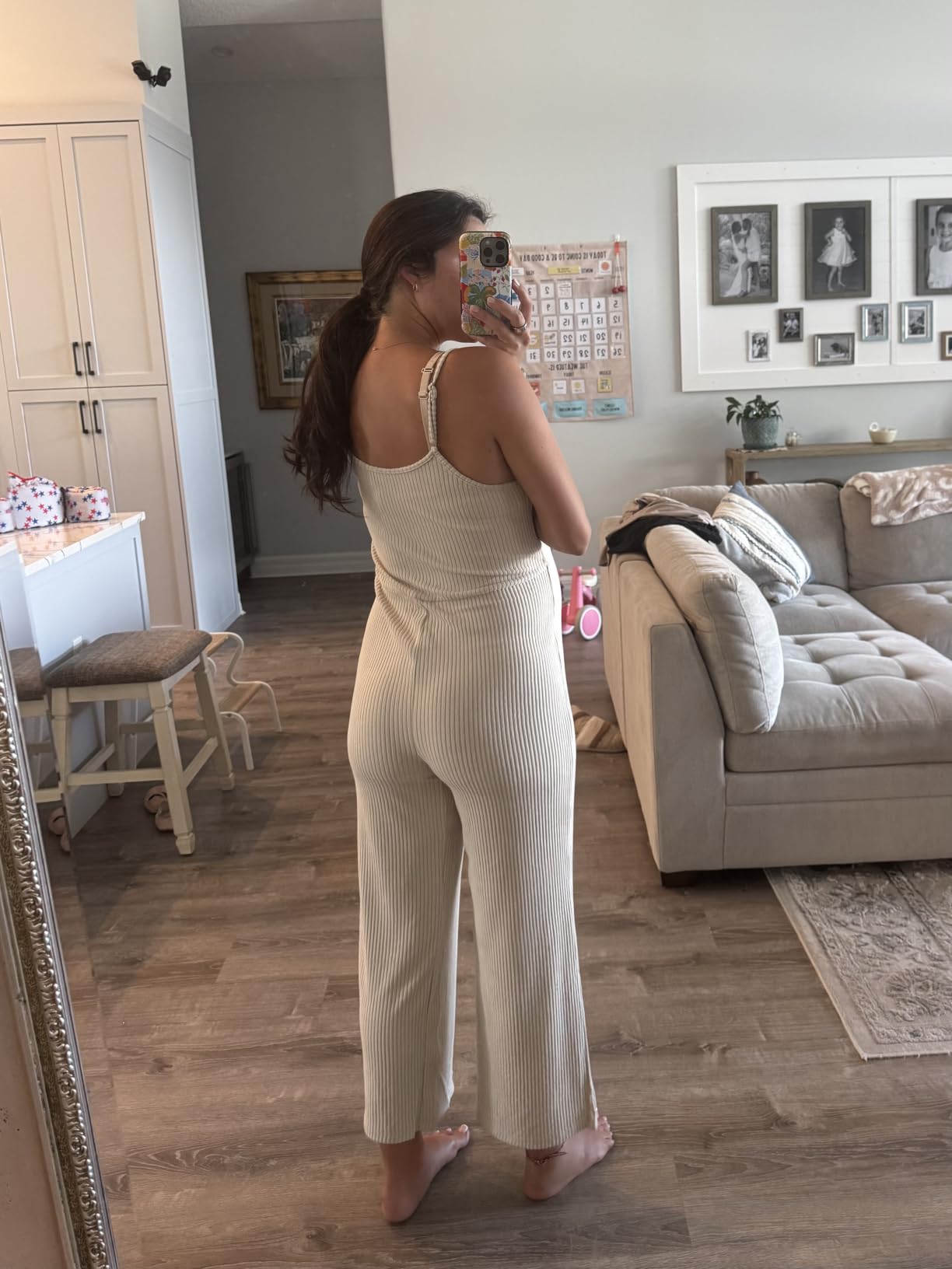BLENCOT Maternity Ribbed Jumpsuit Stretchy One Piece Wide Leg Romper customer photo 1