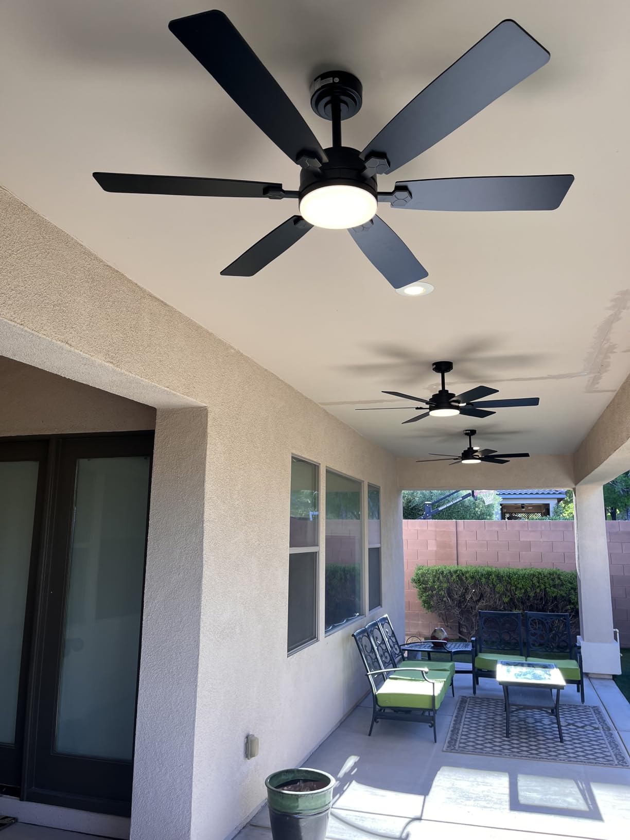 96 Inch Ceiling Fans No Light, Large Industrial Ceiling Fan with 8 Aluminium Blades, Quiet DC Motor, 6 Speeds, Modern Ceiling Fan without Light for Garage/shop/living room,Black customer photo 1