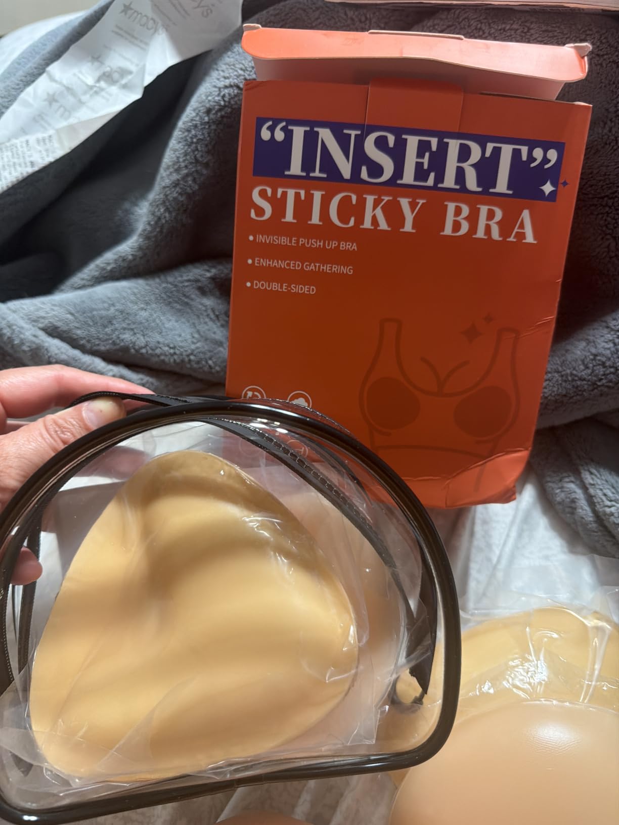 Double Sided Adhesive Bra Inserts - Breathable Push Up Pads for Sports Bra & Swimsuit + Reusable Silicone Sticky Bra customer photo 2