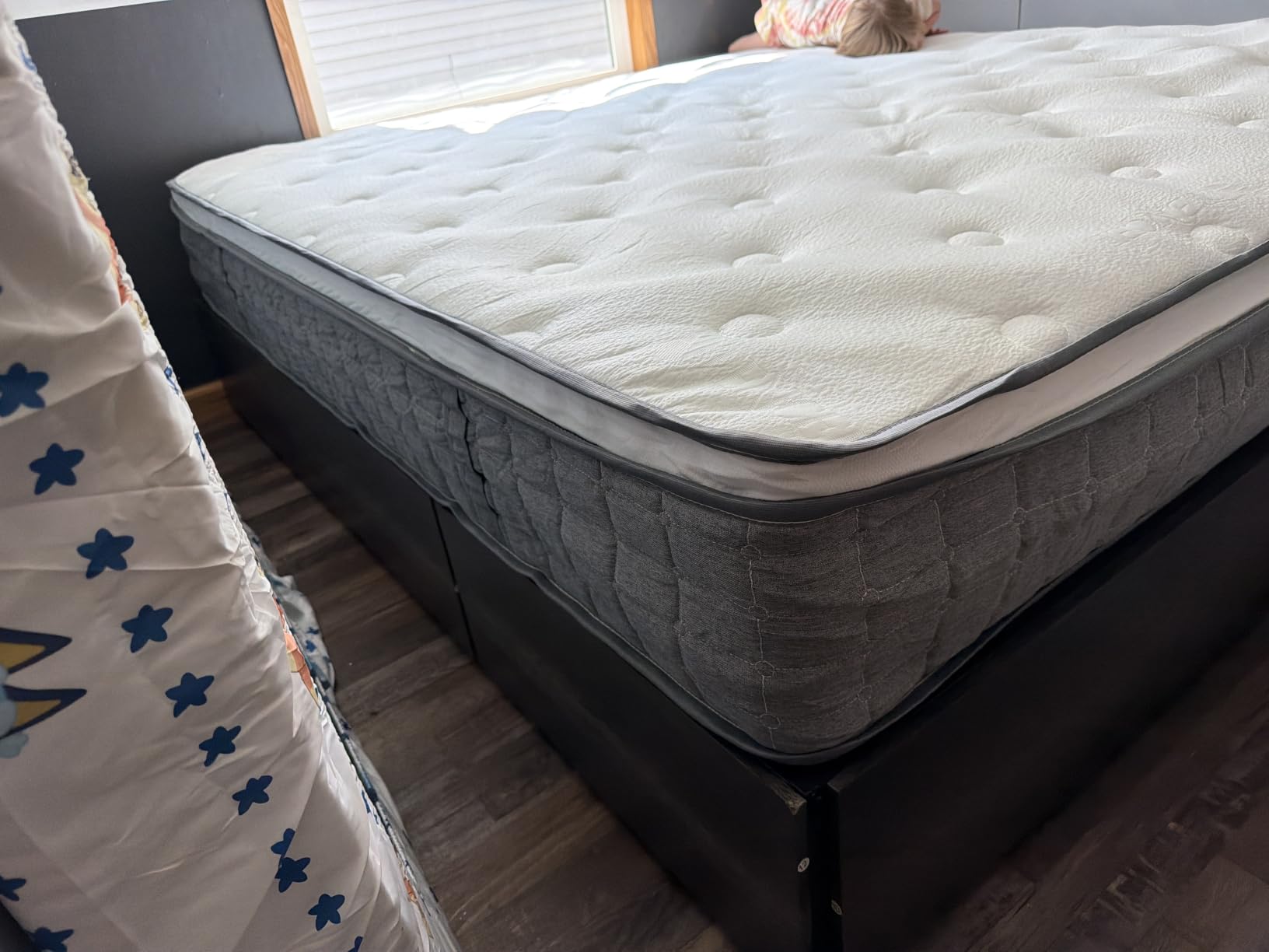 LIKIMIO Queen Bed Frame with 4 Storage Drawers, Dark Walnut customer photo 2