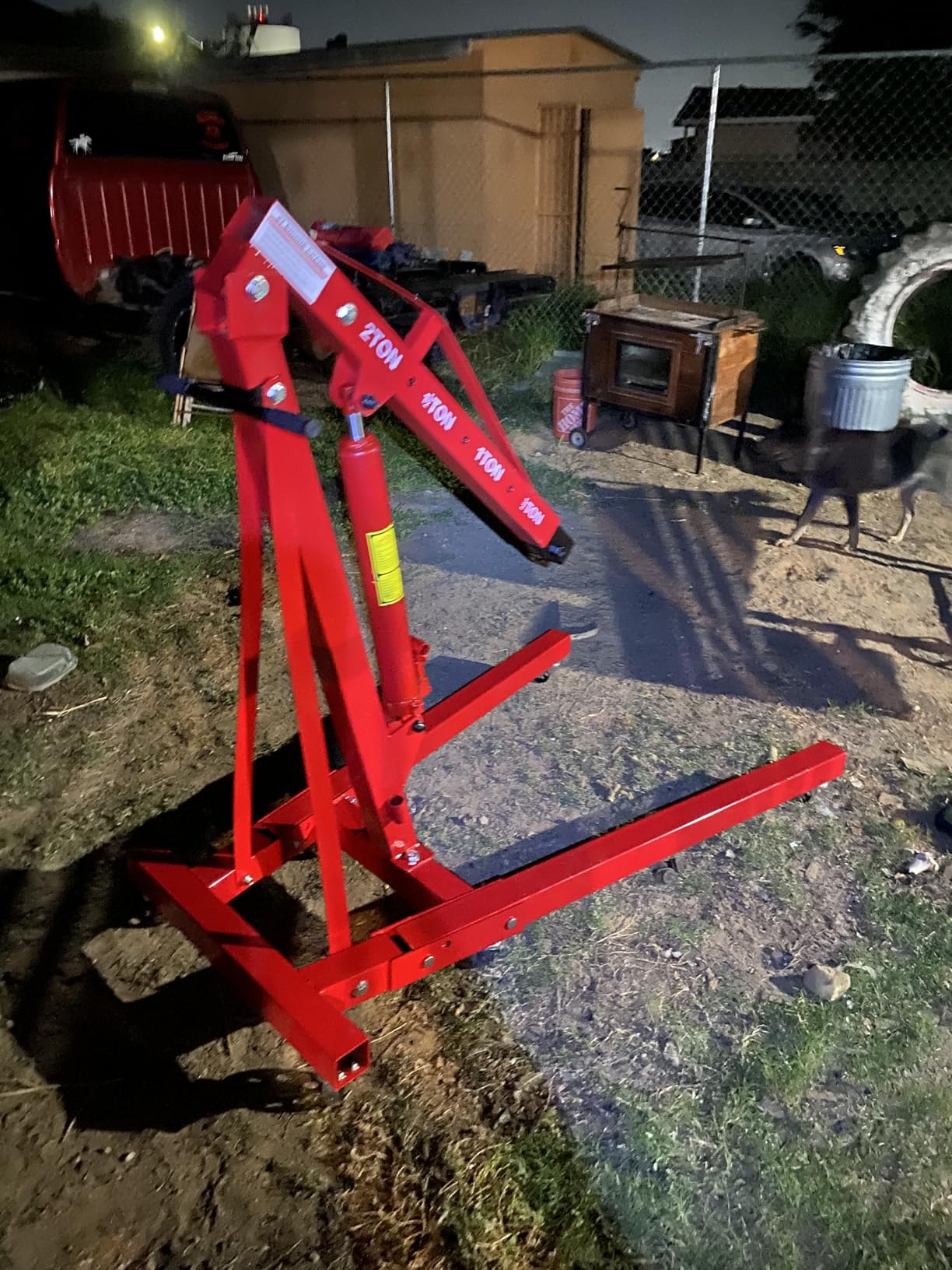 GarveeTech Engine Hoist with Lever, 2 T 4000 Lbs Heavy Duty Folding Cherry Picker Engine Lift Hydraulic Tilting Engine Shop Crane with 6 Iron Caster Wheels Telescopic Boom Hitch, Yellow customer photo 1