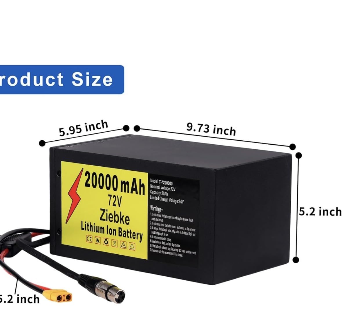72V 20Ah Metal Case E-Bike Lithium Battery, 60A BMS Fits 200W-3000W 72V Ebike Motors customer photo 1