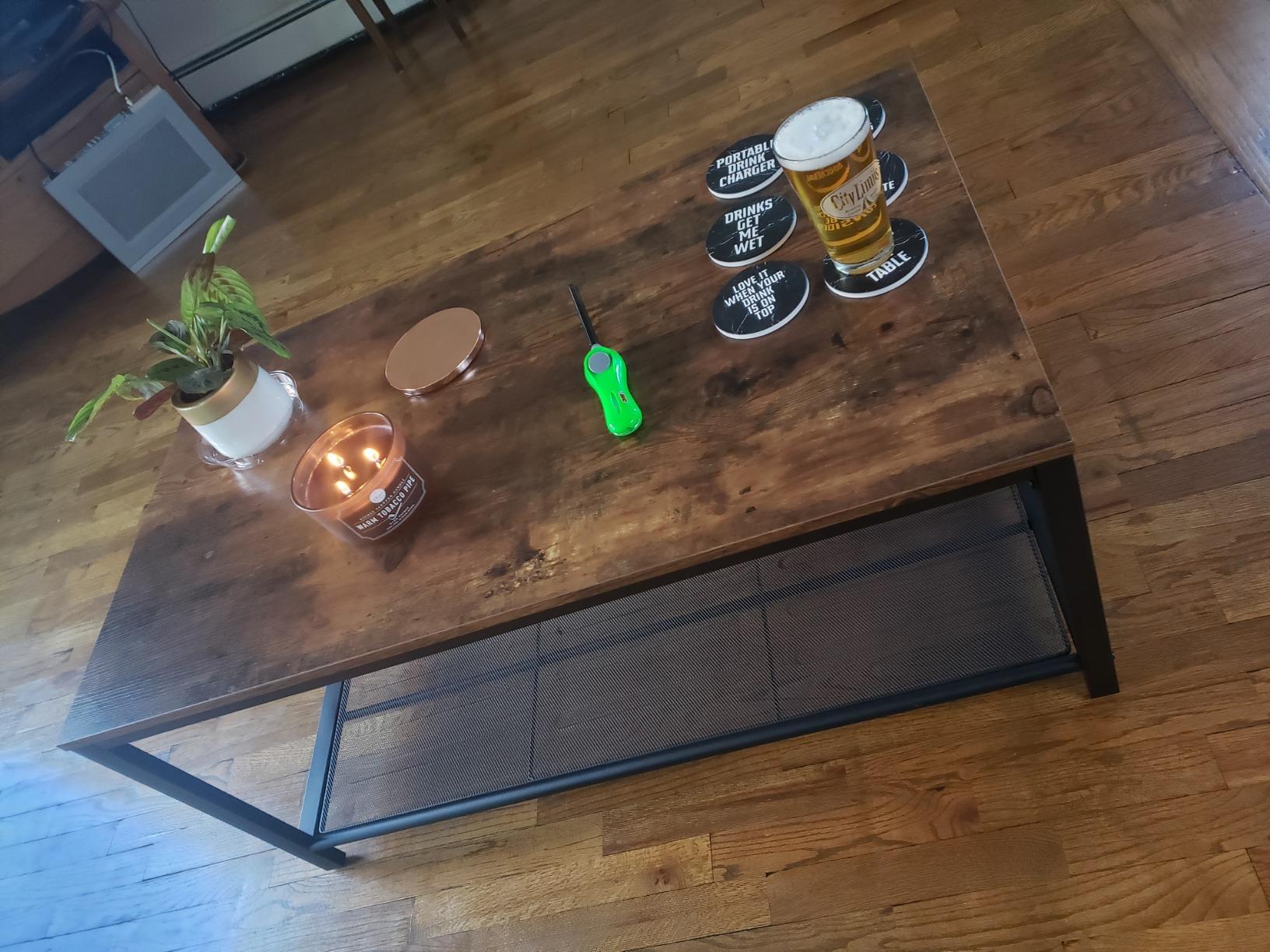 VASAGLE Farmhouse Coffee Table with Storage, Lift Top, Hidden Compartment customer photo 2